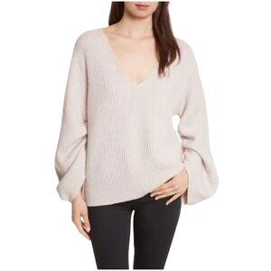 BROCHU WALKER Anneka Wool Cashmere Puff Sleeve Sweater Nude Beige - Size S